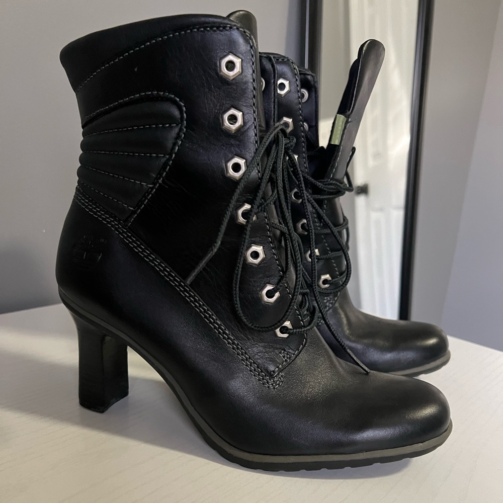 Heeled timberland boots